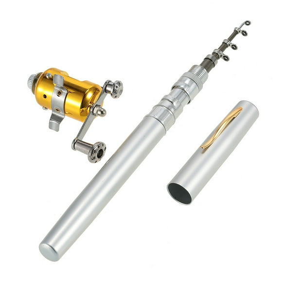 Yeacher Fishing Rod Reel Combo Kit Set Mini Telescopic Portable Pocket Pen Fishing Rod Pole + Reel Aluminum Alloy Fishing Accessories