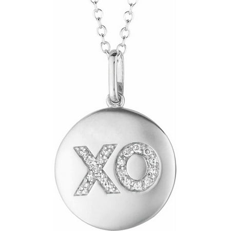 0.1 Carat T.W. Diamond Sterling Silver Round Hugs and Kisses (XO) Disc Pendant