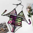 thumbnail image 4 of Invader Zim Women's Swimwear Strap One Piece Backless Tummy Control V Neck Swimsuit Summer Beach Vacation Bathing Suit, 4 of 7