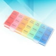 thumbnail image 3 of SHISUYAN Colorful English 21 Grids Pill Box Portable Monthly Pill Organizer Container Storage Box Medicine Case, 3 of 9