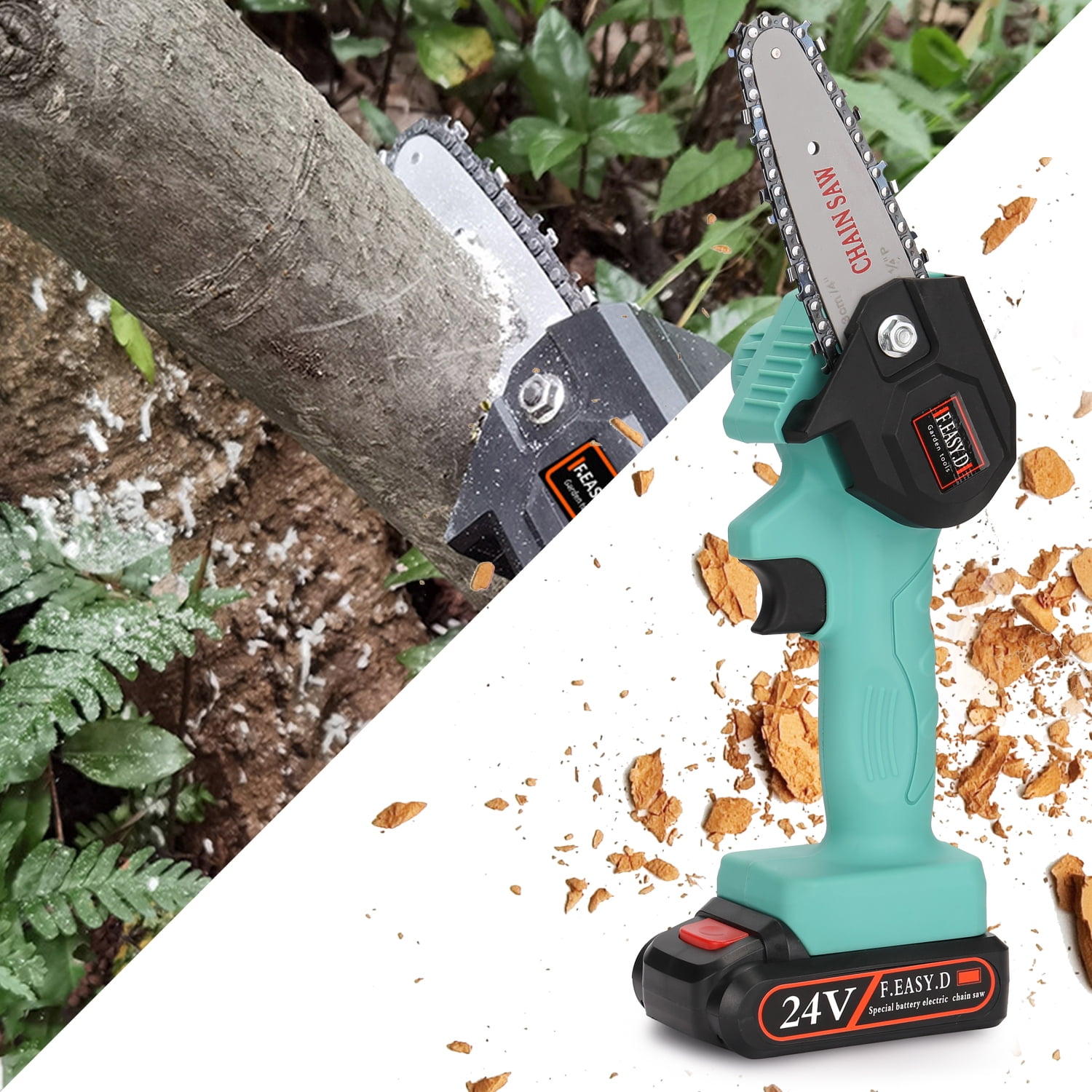 24V Lithium Battery Portable Electric Pruning Saw Rechargeable Small Electric Saws Woodworking One handed Electric Saw Garden Logging Mini Electric Chain Saw Walmart