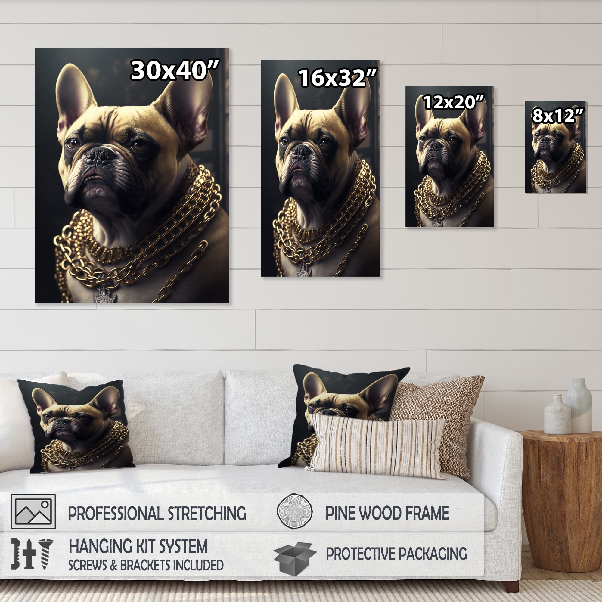Designart Mafia Frenchie II Canvas Wall Art