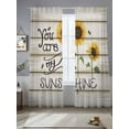 thumbnail image 2 of Farmhouses Sunflowers Sheer Curtains for Living Room Bedroom, You Are My Sunshine Beige Wood Grain Light Filtering Sheer Curtains, Rod Pocket Voile Window Drapes, 2 Panels Set 52"x 108", 2 of 7