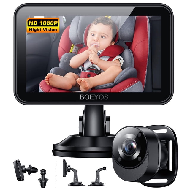 Cámara de coche para bebé BOEYOS BM500 360° orientada hacia atrás 1080P HD
