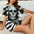 thumbnail image 4 of Sikiie Watercolor Skull Womens Pajama Sets Short Sleeve Top With Pants Sleepwear 2 Piece Lounge Set-4X-Large, 4 of 6