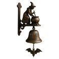 thumbnail image 2 of Halloween Witch Doorbell, Spooky Halloween Decor, Vintage Metal Hanging Bell for Front Door, Porch, Wall Mount, Rustic Bronze Halloween Decoration for Home Entrance, 2 of 6