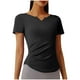 thumbnail image 1 of Pantalones de Yoga de Verano para Mujeres Ligera Camiseta de Manga Corta con Cuello en V, Camiseta Pliegada para Correr Y Yoga, 1 of 8