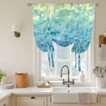 thumbnail image 3 of Turquoise Blue Teal Tie Up Curtain Valance for Window,Adjustable Rod Pocket Window Curtains Shades,Chic Stained Glass Texture Aesthetic Light Filtering Valance Drapes for Living Room Bedroom 42"x54", 3 of 9