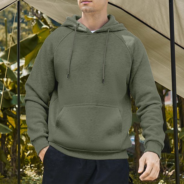 Sudadera con capucha para hombre, estilo informal, con capucha, color liso, mangas largas en los hombros, blusa de poliéster.