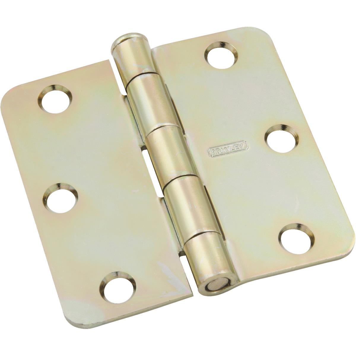 National 3 In. x 1/4 In. Radius Satin Brass Door Hinge N830265