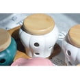 thumbnail image 4 of Mornenjoy Garlic Keeper,Ceramic Macaron Tone Garlic Jar Hollow Pumpkin Garlic Vented Storage Container Garlic Cellar Pot with Bamboo Lid (Matte white), 4 of 7