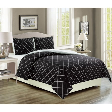 Englewood Black Reversible Comforter Set Walmart Com