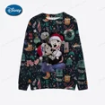 thumbnail image 3 of Sudadera de manga larga con cuello redondo ajustada con estampado navideño de Mickey Mouse y Minnie de Disney Otoño 2024 nueva moda informal, 3 of 5