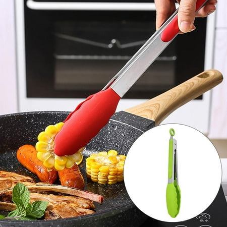 

Kitchen Silicon Tips Premium Stainless Steel Locking Design Heat-Resistant Cooking Grill Salad Tool 9 inch Green