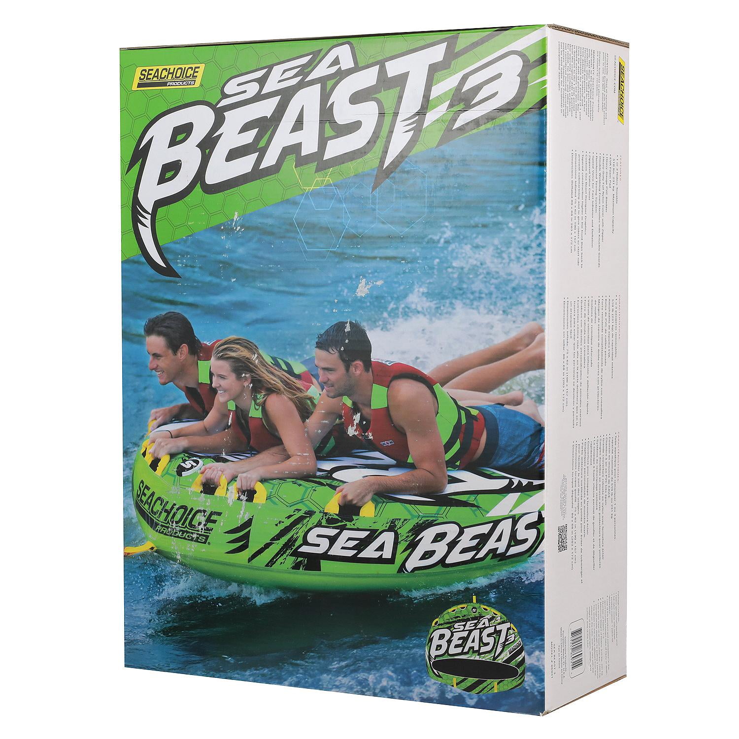 Seachoice 86931 Sea Beast Deck Tube, Reinforced Towing System, for 1 to 3  Riders Up to 510 Pounds, 75x62 inches