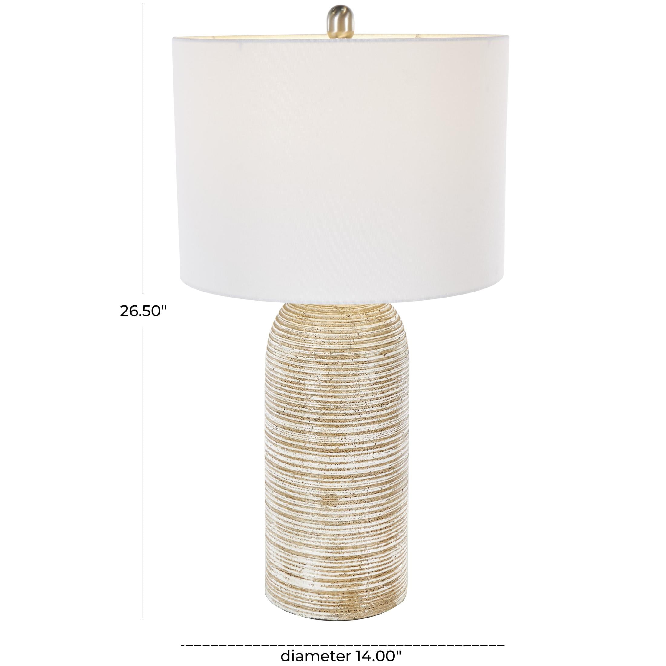DecMode 27" Brown Table Lamp with White Linen Shade