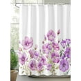 thumbnail image 2 of Purple Spring Floral Long Shower Curtain Set, Waterproof Shower Curtains for Bathroom, Summer Botanical Watercolor Flower Washable Fabric Cloth Bath Curtain for Bathtub with Hooks 72x84 Inches, 2 of 6