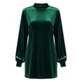 thumbnail image 4 of VEKDONE Womens Mini Dress Long Sleeve Mock Neck Velvet Dresses Casual Solid Color Business Holiday Party Dress Soft Comfy Short Dress Green L, 4 of 6
