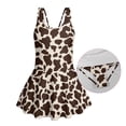 thumbnail image 5 of Yuyamidu Girls One Piece Swimsuit Brown Cow Sleeveless Swim Dress Hawaiian Beach Swimwear Kids Teens Beach Bathing Suits with Skirt, 5 of 7