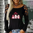 thumbnail image 1 of ICHUANYI Clearance Women's Sexy Off Shoulder Valentine's Day Printed Long Sleeve Hot Drilling Hollow Out T-shirt Blouse Tops ICHUANYI "ICHUANYI", 1 of 7