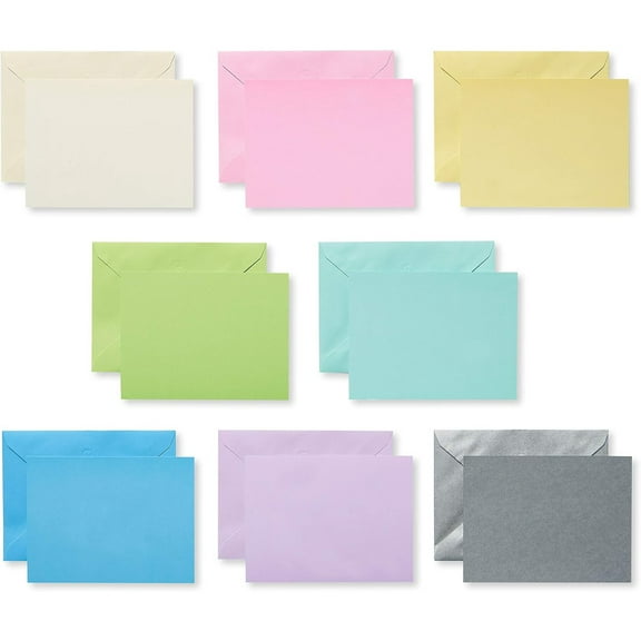 Single Panel Blank Cards Bulk with Envelopes, Pastel Colors (100-Count)