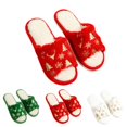 thumbnail image 2 of XIMIN Women Cute Christmas Slippers Reindeer Snowflake Xmas Tree Cozy Fuzzy Fluffy Slippers Holiday House Shoes Open Toe Memory Foam Indoor & Outdoor Slides, 2 of 7