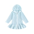 thumbnail image 1 of Argulvti Kid Girls Swim Coverups Solid Color Long Sleeve Hooded Dress Zip-Up Robe Towel Beachwear, 1 of 7