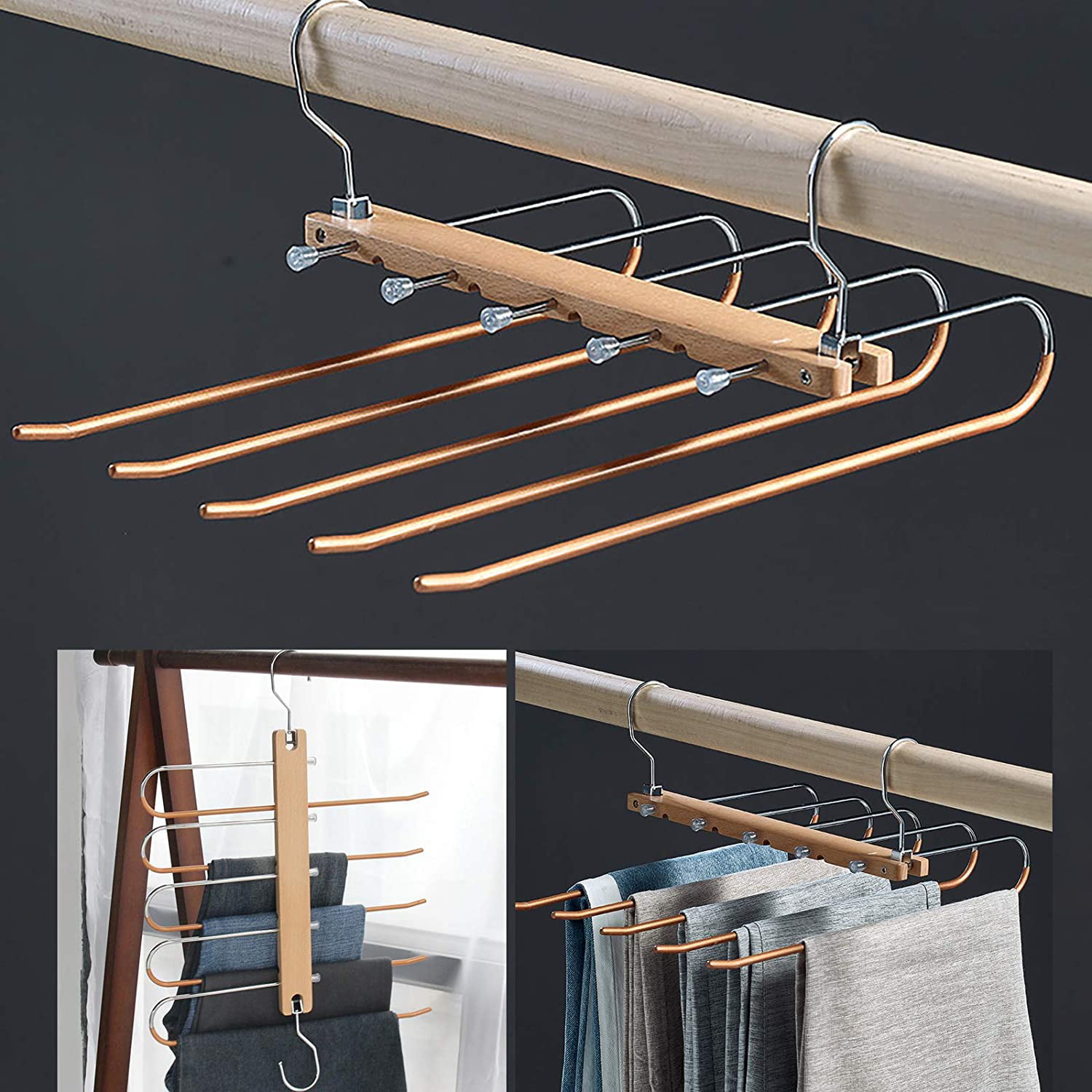 Details about  / Multi-function Trousers Hanger Stainless Steel Clothes Storage for Pants Jeans