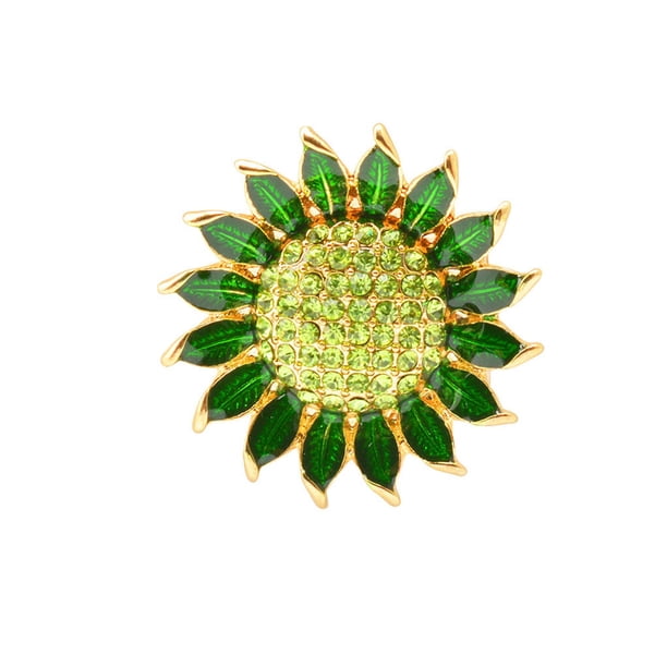 Broches para mujer Qarigey Pin de girasol con diamantes de imitación Hojas verdes Estilo heronsbill Verde Type3 NO3