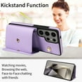 thumbnail image 4 of for Samsung Galaxy S25 Ultra Magnetic Back Flip Wallet Case with Card Slots, PU Leather + TPU Full Body Protection, with Shoulder Strap & Wrist Strap, Classic Kickstand Protective Rugged Cover, Purple, 4 of 6