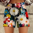 thumbnail image 2 of Flmaly shorts for women with Pockets Water Resistant Womens Casual High Waist Denim Shorts Relaxed Fit ArtRetro Printed Floral Shorts for Women Walking Athletic Workout, 2 of 3