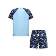 thumbnail image 2 of Yeahdor Boys Short Sleeve Printed Rash Guard Two Pieces Swimsuit Set Summer Beach Bathing Suit Sky Blue A 4XL, 2 of 7