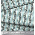 thumbnail image 2 of Soimoi Rayon Fabric Stripe,Leaves & Floral Block Print Sewing Fabric Yard 42 Inch Wide, 2 of 3