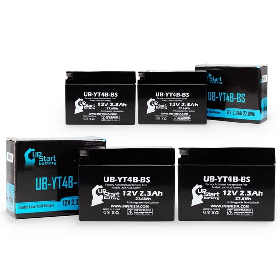 4-Pack UpStart Battery Replacement for 2006 Yamaha TTR50E 50CC Factory Activated, Maintenance Free, Motorcycle Battery - 12V, 2.3Ah, UB-YT4B-BS