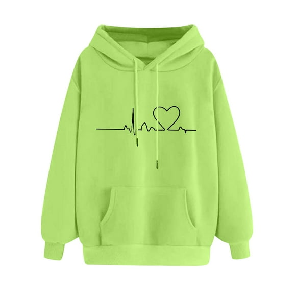 Outfmvch Hoodies for Women Sweatshirt for Women's Casual Print Hoodie Sweatshirt Pullover Tops Long Sleeved Top Cardigan Sweaters for Women Green M