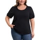 thumbnail image 1 of GRACE & GRANDEUR Blusas Casuales de Talla Grande para Mujeres con Panel Bordado, Manga Corta Abullonada y Cuello Redondo 3X Negro, 1 of 7
