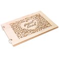 thumbnail image 1 of Coofit Wedding Guest Book Rustic Hollow-out Wooden Party Guest Book Guest Sign in Book, 1 of 7