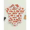 thumbnail image 2 of Wassery Baby Boy Summer Romper Shirt 3 6 12 18 Months Infant Boys Short Sleeve Button Down Cow Print Bodysuit Western Clothes, 2 of 8