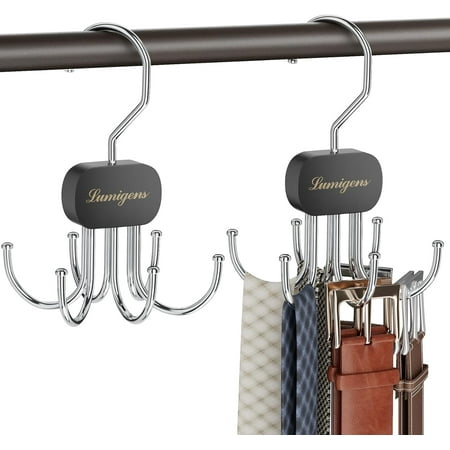 Belt Organizer for Closet 2PCS Tie Rack  Belt Hanger Belt Holder Hanging Closet Organizer Hook for Belt  Bra  Tank Top  Tie  Scarf  Hat  Purse Black