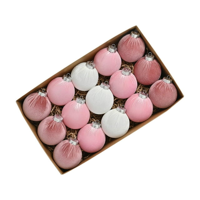 Adornos de bolas de Navidad, decoraciones colgantes para de Navidad, colgantes de 8cm para patio, corona interior, Festival, cumpleaños, 15 Uds. Conjunto rosa