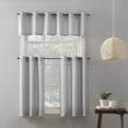 thumbnail image 4 of Mainstays Solid Semi Sheer Curtain Tier Pair and Valance Set, 3 Piece Ready Made Kitchen Curtains, Silver, 54" W x 36" L, 4 of 6