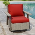 thumbnail image 3 of INTER HUT Serenity Retreat 360° Swivel Rocker Patio Chair, Outdoor Rattan Swivel Chair with Cushions, Beige/Red, 3 of 9