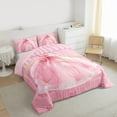 thumbnail image 3 of Homewish Dreamy Princess Dress 2pcs Bedding Comforter Set for Teens Kids Children Girls,Kawaii Pink Bow Twin Comforter Sets,Geometric Stripes Breathable Bedding Set,Lightweight Room Decor,Reversible, 3 of 8
