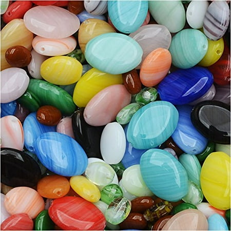 Czech Glass Bracelet - Czech Glass Oval Beads in Assorted Colors & Sizes