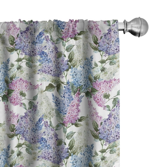 Ambesonne Lilac Curtains, Soulful Spring in Country, Pair of 28"x95", Multicolor