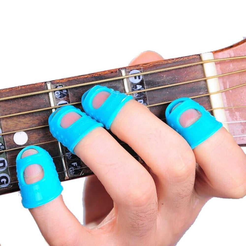 4pcs Finger Protectors Guitar Silica Gel Fingertip Caps for Guitar