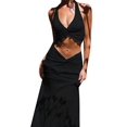 thumbnail image 2 of Women'S Maxi Skirt Set 2 Piece Outfits Sleeveless Strap Top Maxi Skirt Vacation Skirt Set, 2 of 7