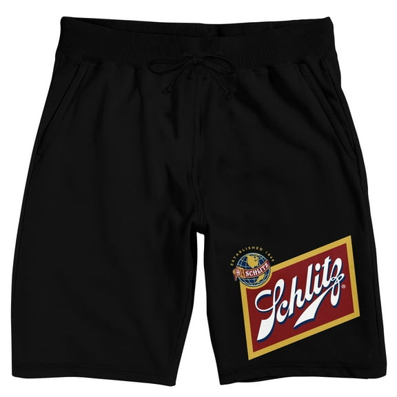 Schlitz Beer Logo Men's Black Sleep Pajama Shorts-Medium