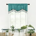 thumbnail image 1 of Window Curtains, Elegant Fringed Patterned Rod Panels, Short Drapes Polyester Home Decor Machine Washable, Blue, 1 of 6