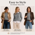 thumbnail image 6 of QUALFORT Women’s Crew Neck Pullover Sweater, Soft Lightweight Long Sleeve Knit Top, Solid Color Casual Sweater, Gray L, 6 of 7
